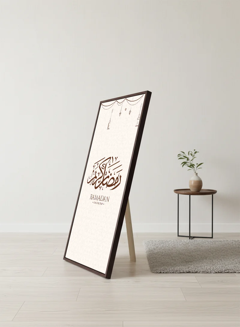 LOWHA Canvas Wall Art on Wooden Frame with Brown Floating Frame and Back Stand Featuring Ramadan Kareem Design